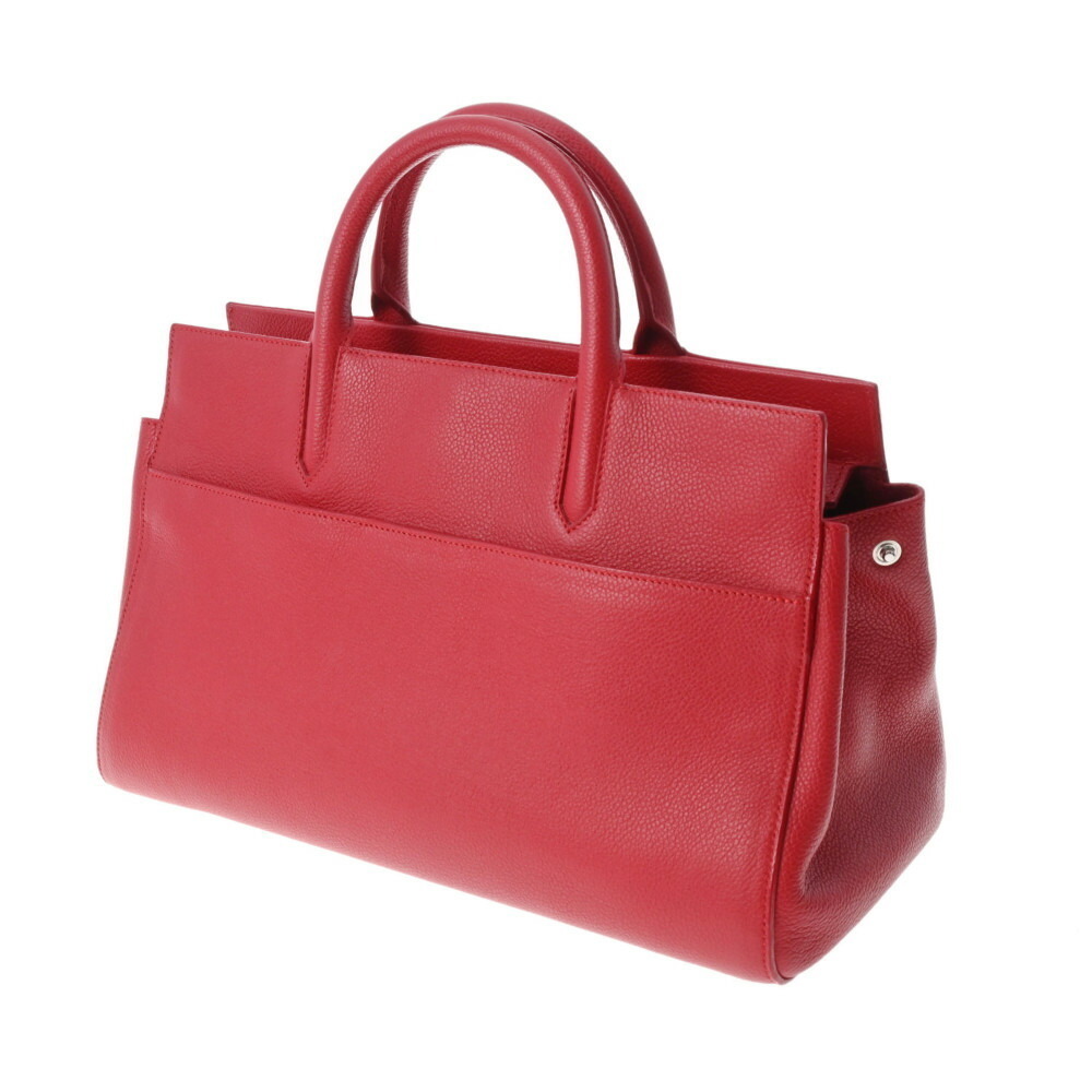 SAINT LAURENT Cabas Rive Gauche Red Leather Handbag - Picture 2 of 11